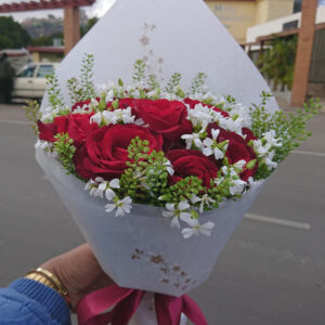 1TM-Bouquet de rose rouge 12 unités